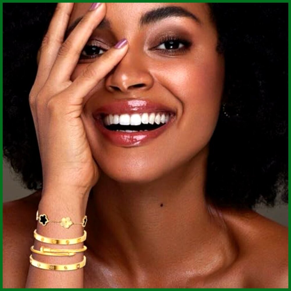 Stackable Bangle Bracelets Set Stainless Steel Go… - image 2